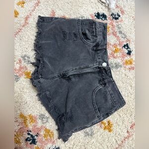 Pacsun distressed washed black denim shorts